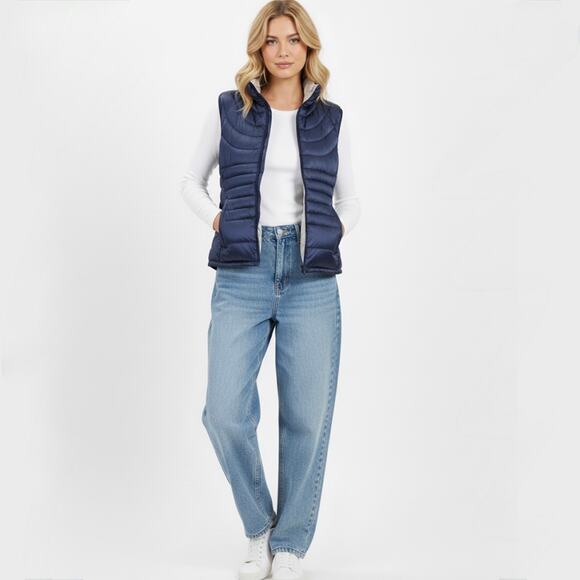 Bernardo Womens Blue Goose Down Puffer Vest Size Medium - Picture 1 of 12